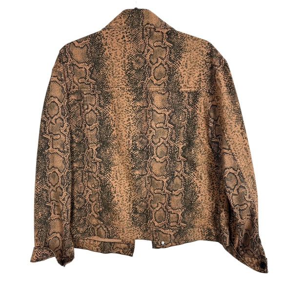 Free People Snakeskin Print Trucker Jacket Sz S Oversized - Picture 6 of 6